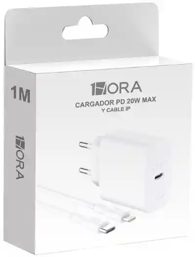 1hora Cargador Gan 20w Y Cable Iphone Gar154
