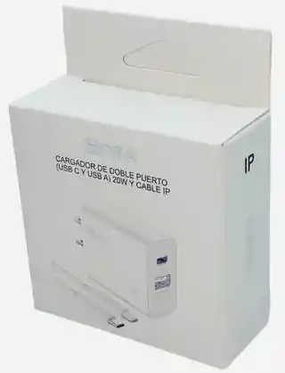 1hora Cargador De Doble Puerto (usb C Y Usb A) 20w Y Cable Iphone Gar163