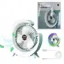 Ventilador Recargable Luz Led Rgb Giratorio 180° 4 Niveles