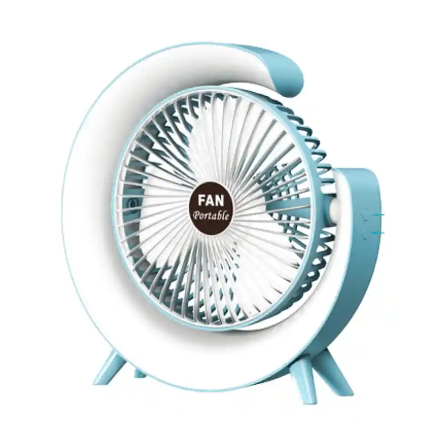 Ventilador Recargable Luz Led Rgb Giratorio 180° 4 Niveles