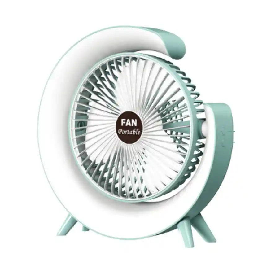 Ventilador Recargable Luz Led Rgb Giratorio 180° 4 Niveles