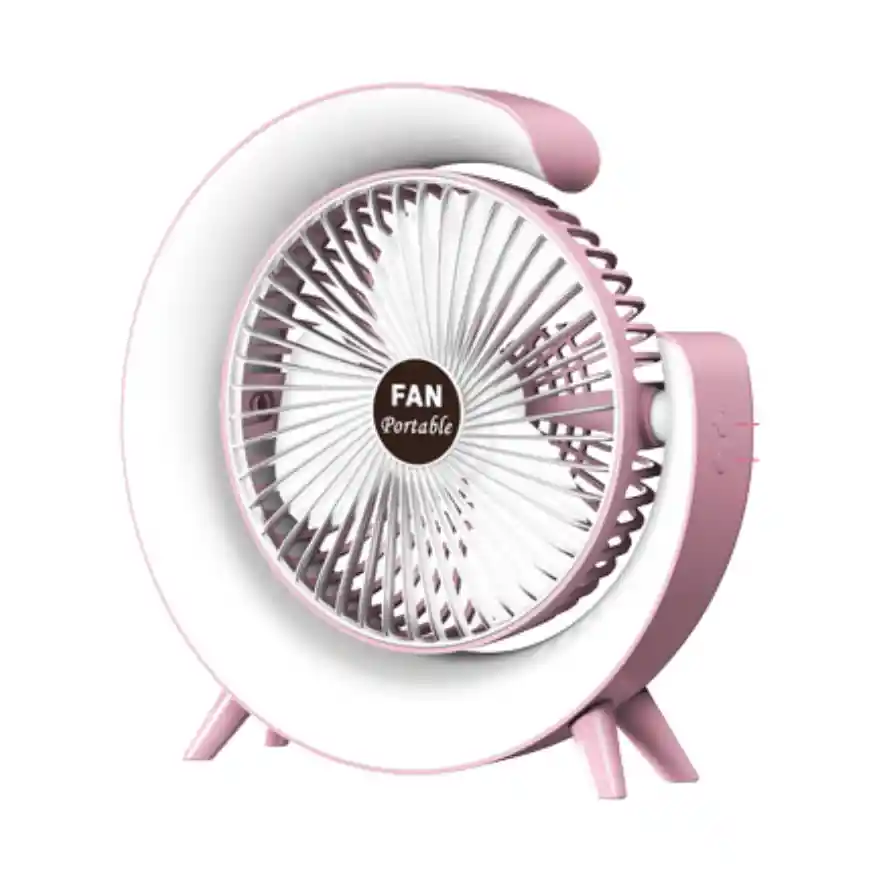 Ventilador Recargable Luz Led Rgb Giratorio 180° 4 Niveles