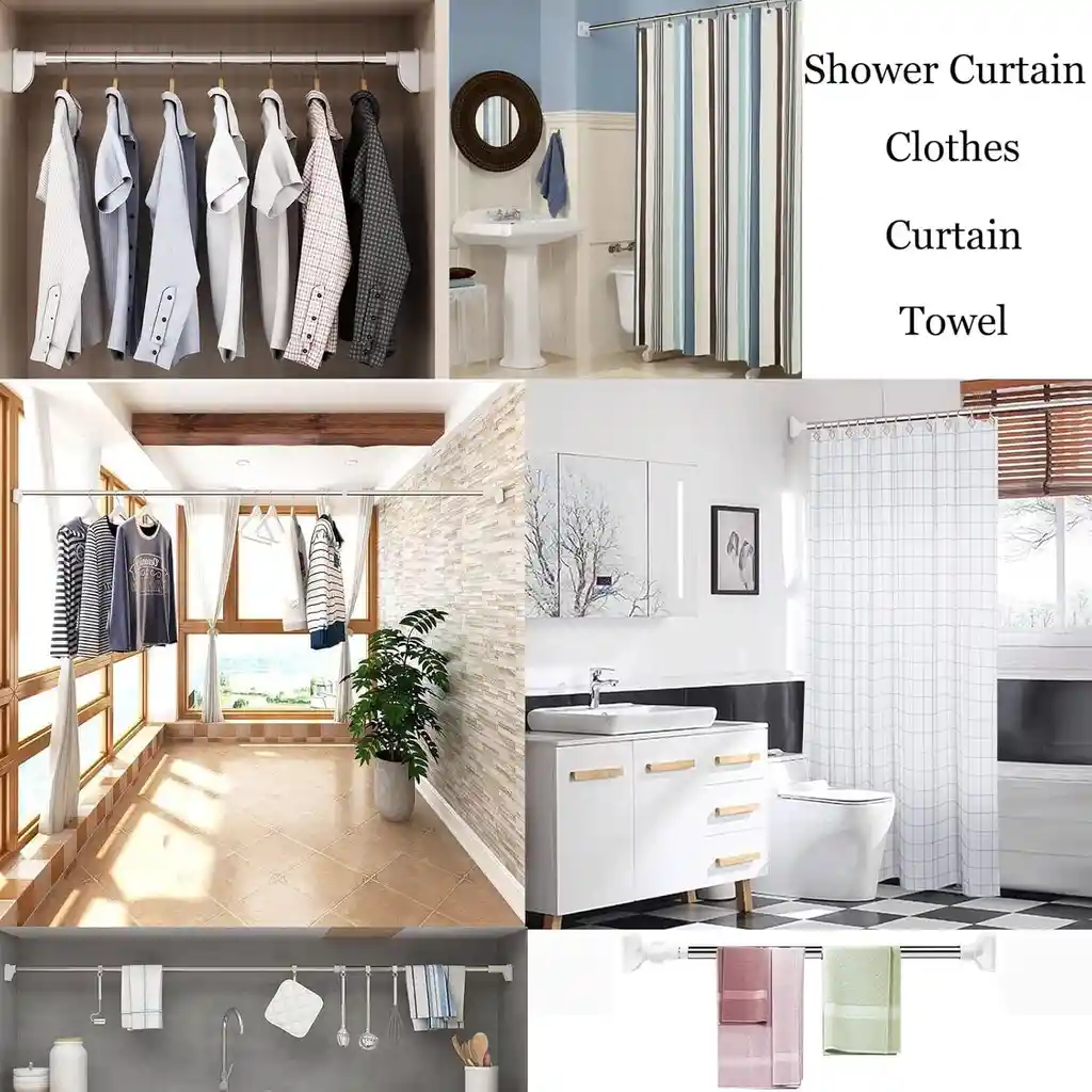 Soporte Extendible Para Ropa Barra Cortina Ducha Multifuncional 110-200cm