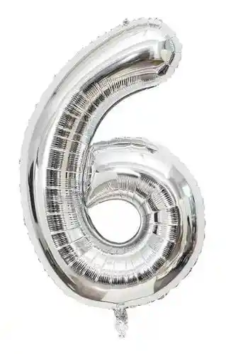 Globo Metalizado Número 6 Plata 32 Pulgadas