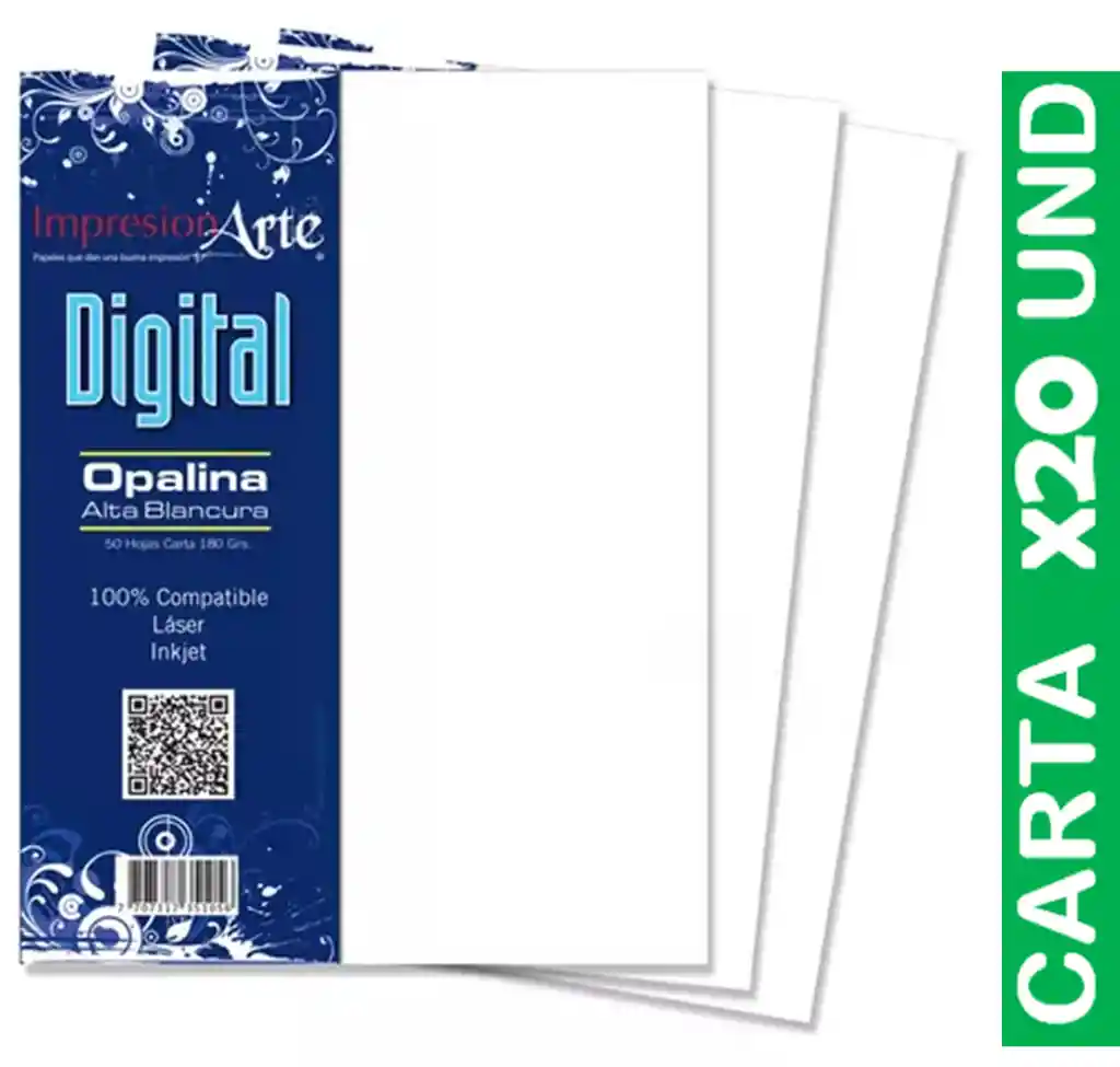 Cartulina Opalina Tamaño Carta X 20