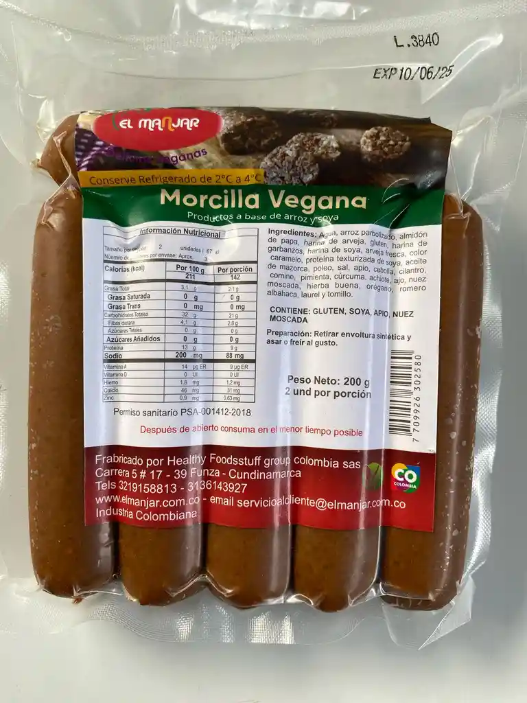 Morcilla Vegana El Manjar