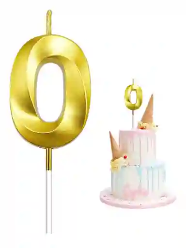 Velas Numeros Para Cumpleaños Decoracion Pasteles Dorado Cero