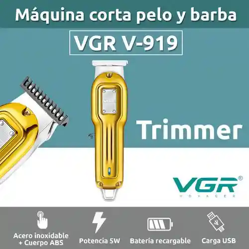 Máquina Patillera Corte Cabello Vgr V-919 Profesional Recargable