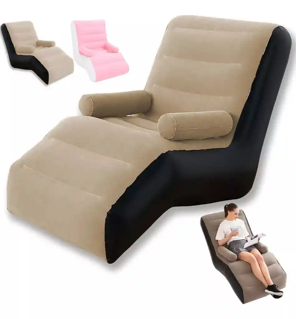 Sillón Sofá Inflable Ergonómico Con Reposa Brazos Portátil
