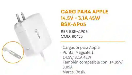 Cargador Para Apple 14.5 V - 3.1a 45w