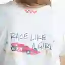 L / Camiseta Race Like A Girl - Marfil