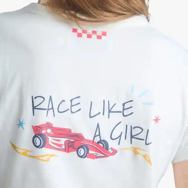 L / Camiseta Race Like A Girl - Marfil