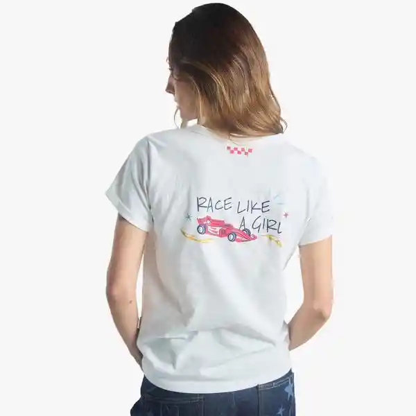L / Camiseta Race Like A Girl - Marfil