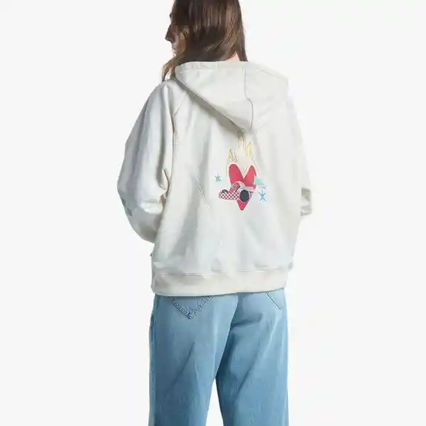 L / Buzo Corazón En Llamas - Marfil