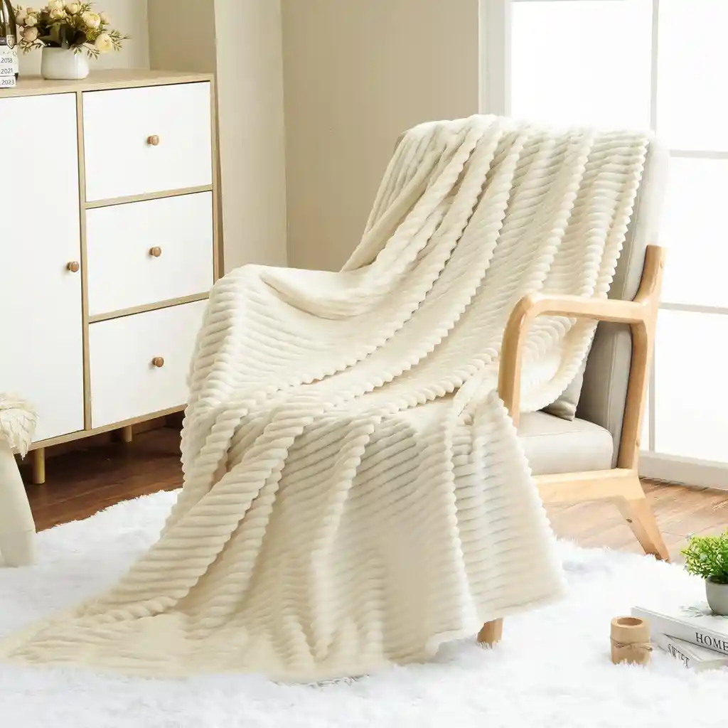 Cobija Manta Frazada Térmica Acanalada Doble/queen 210x190cm Color Beige