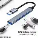 Adaptador Convertidor Multipuerto Usb 4 En 1 Hub Usb