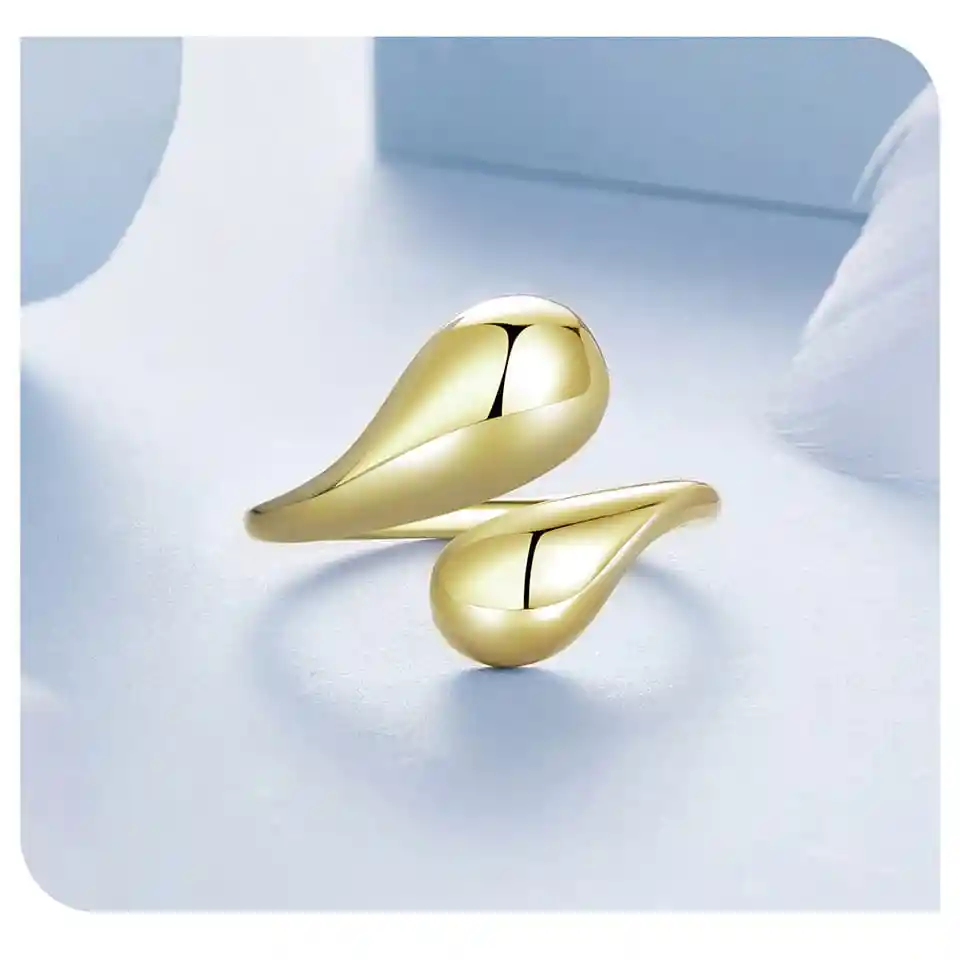 Anillo Ajustable En Plata De Ley 925 Con Baño Dorado