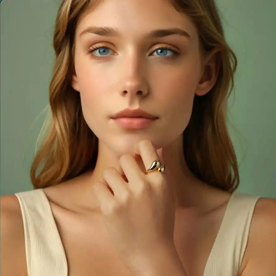 Anillo Ajustable En Plata De Ley 925 Con Baño Dorado