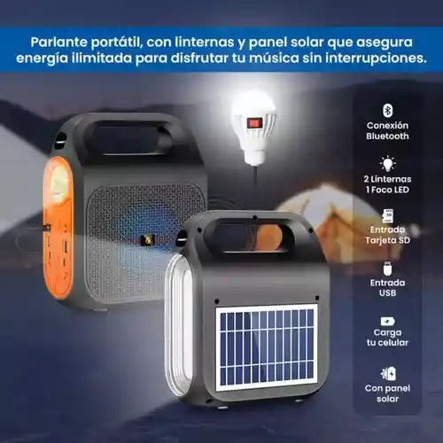 Planta Solar Portátil Recargable Con Bombillo Linterna Y Radio Fm. Super Planta