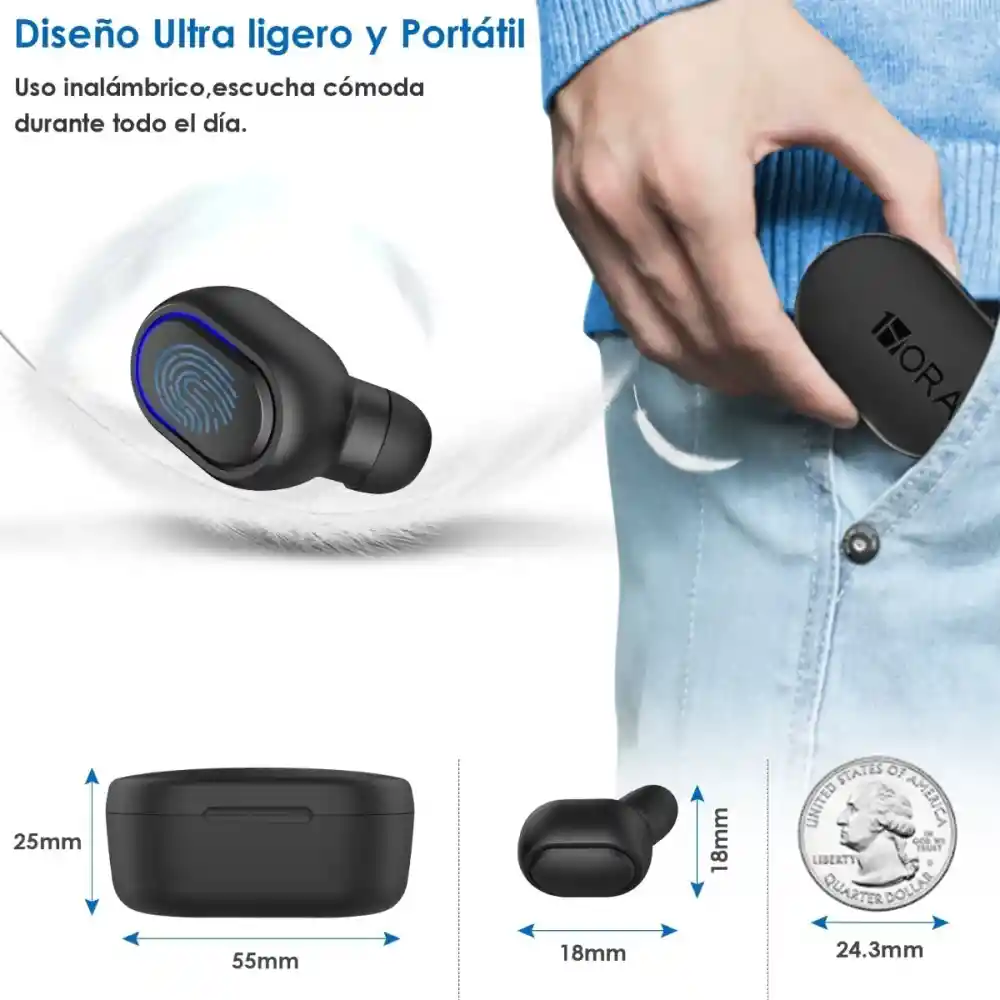 1hora Auriculares Inalambricos In-ear Bluetooth Tws Aut114