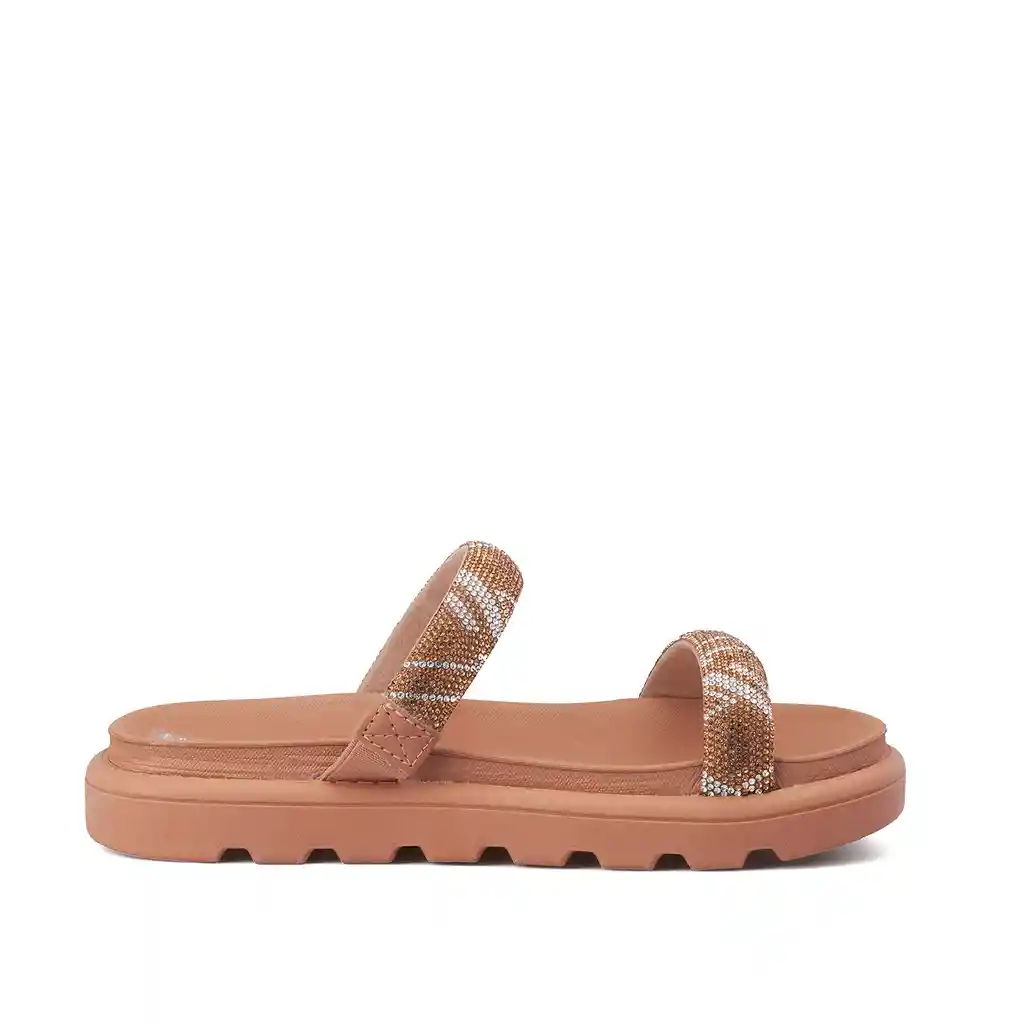 Sandalia Plana Camel Plata Talla 37