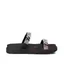 Sandalia Plana Negro Plata Talla 35