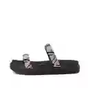 Sandalia Plana Negro Plata Talla 35