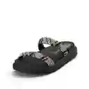 Sandalia Plana Negro Plata Talla 35