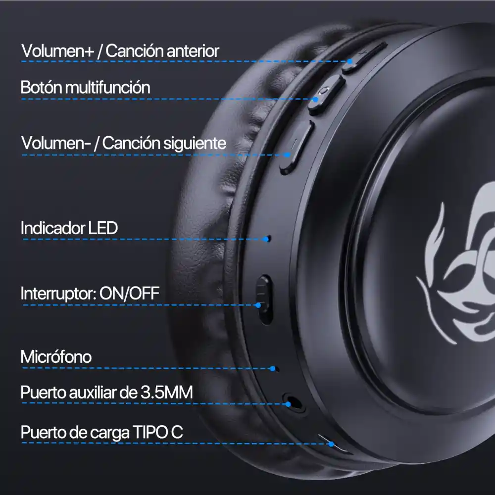 1hora Audífonos Inalambricos Gamer Diadema Bluetooth Aut202