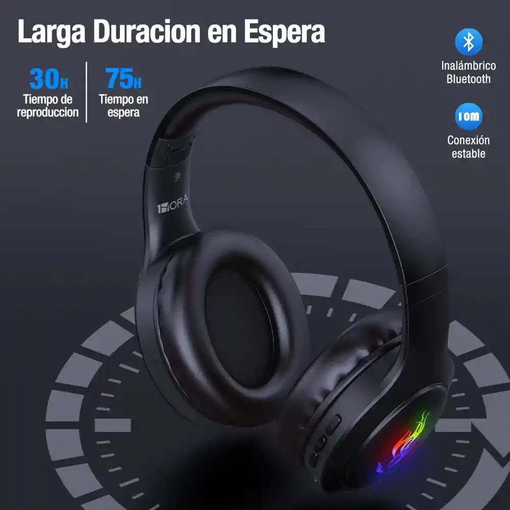1hora Audífonos Inalambricos Gamer Diadema Bluetooth Aut202