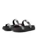 Sandalia Plana Negro Plata Talla 35