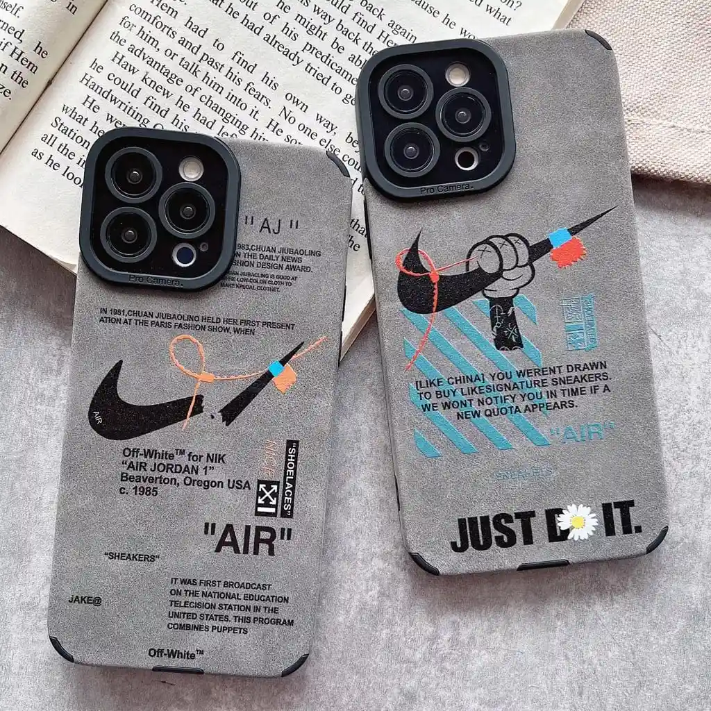 Forro Iphone 14 Pro Nike Gamusa (gris - Naranja)