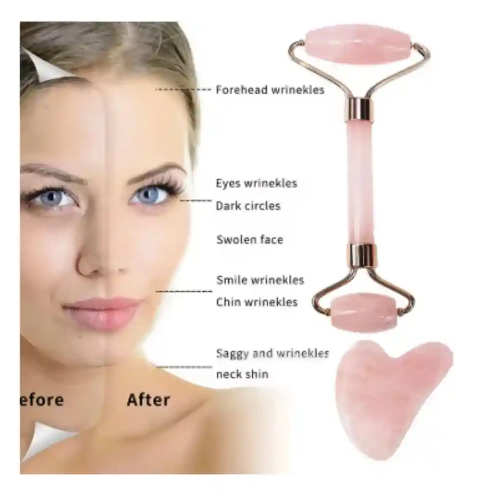 Rodillo Facial De Jade + Guasha – Masaje Relajante Y Reafirmante