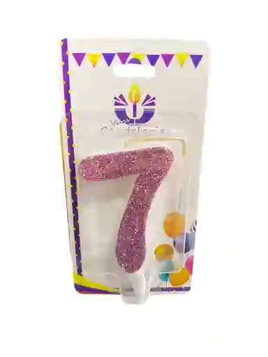 Vela Escarchada Numero 7 Oro Rosa