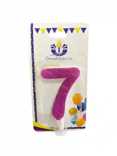 Vela Escarchada Numero 7 Fuscia