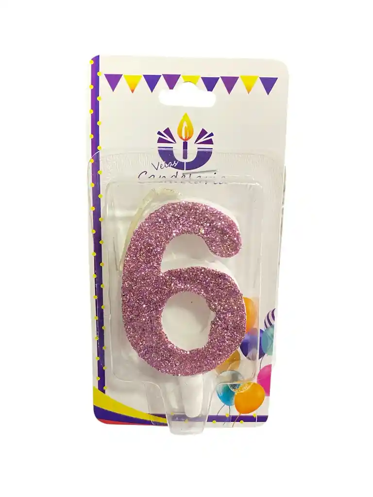 Vela Escarchada Numero 6 Oro Rosa