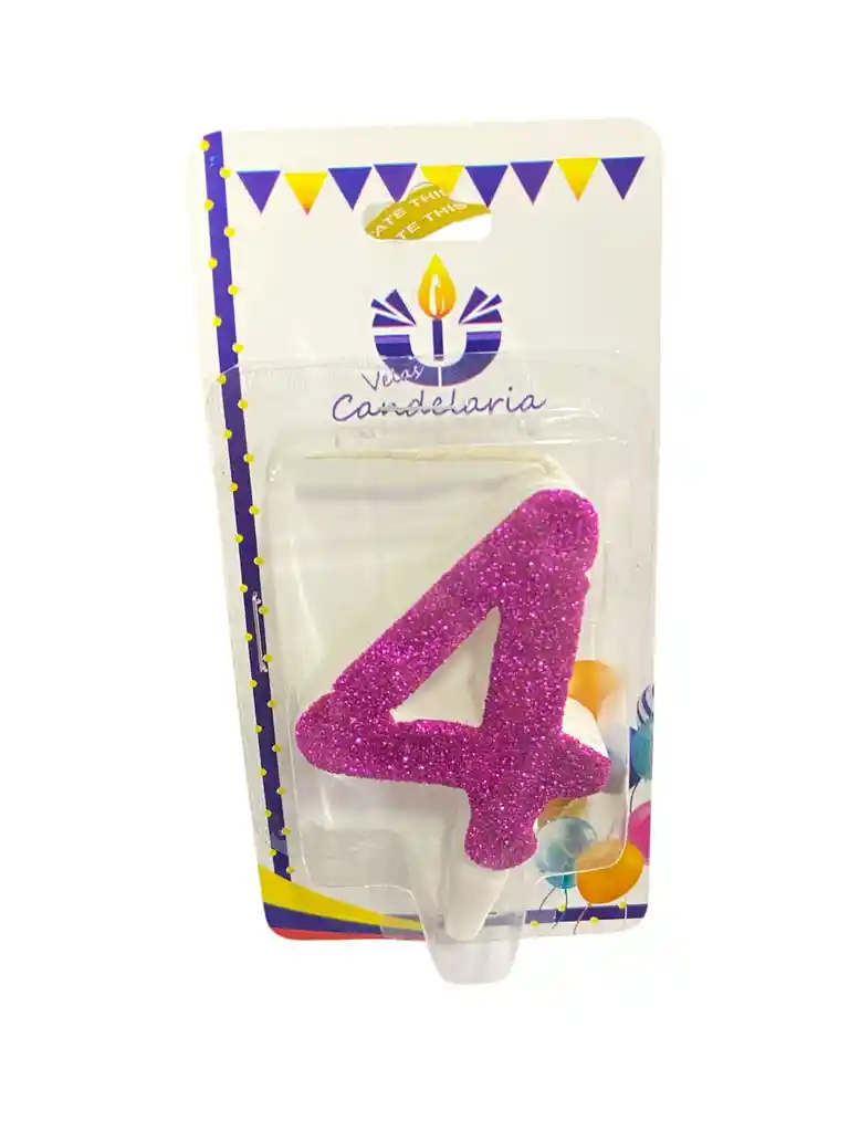 Vela Escarchada Numero 4 Fuscia
