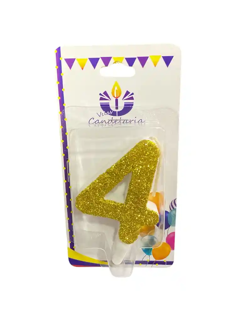 Vela Escarchada Numero 4 Dorada