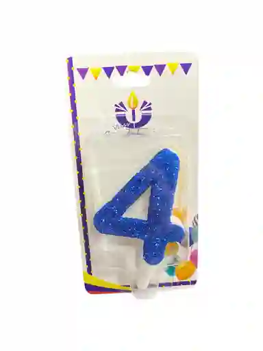 Vela Escarchada Numero 4 Azul