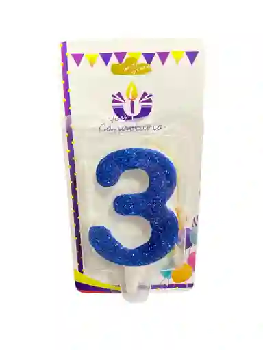 Vela Escarchada Numero 3 Azul
