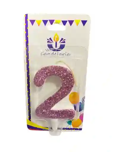 Vela Escarchada Numero 2 Oro Rosa