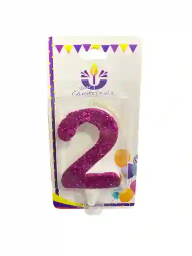 Vela Escarchada Numero 2 Fuscia