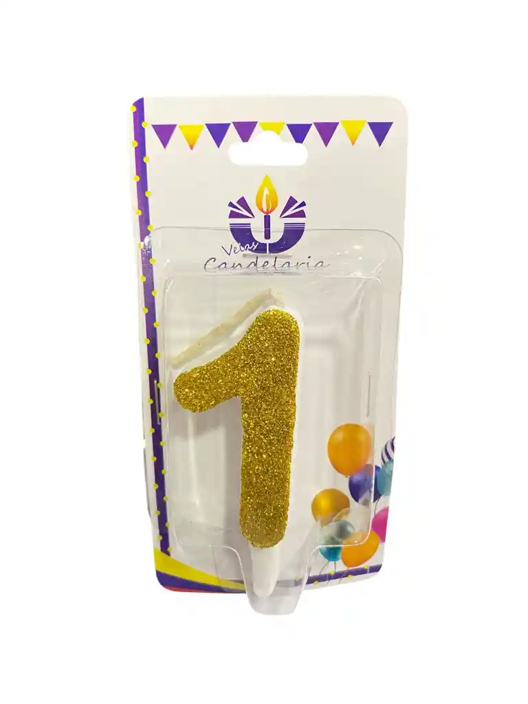 Vela Escarchada Numero 1 Dorada