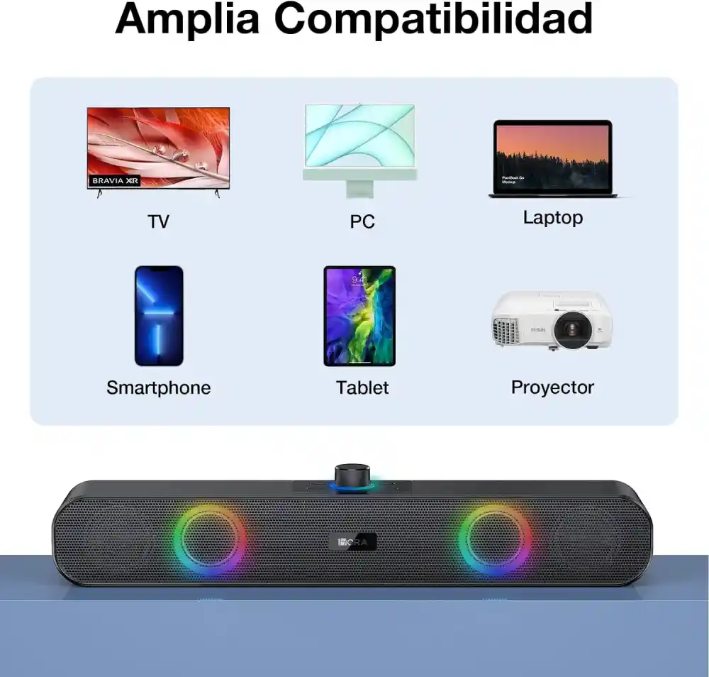 1hora Bocina Inalambrica Barra De Sonido Rgb Bt Usb Boc241