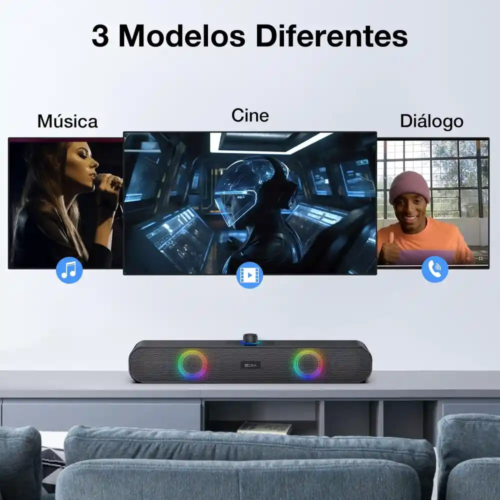 1hora Bocina Inalambrica Barra De Sonido Rgb Bt Usb Boc241