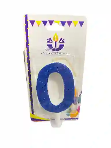 Vela Escarchada Numero 0 Azul