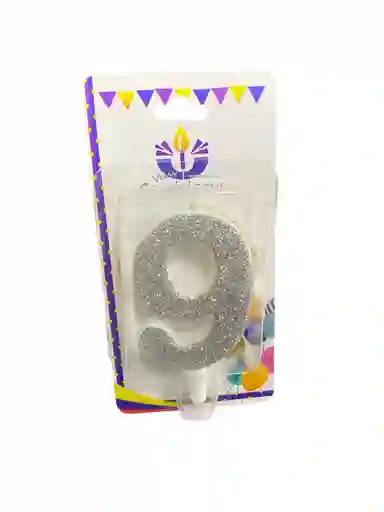 Vela Escarchada Numero 9 Plateada