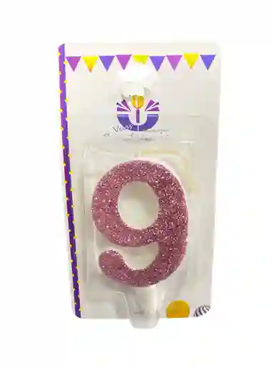 Vela Escarchada Numero 9 Oro Rosa
