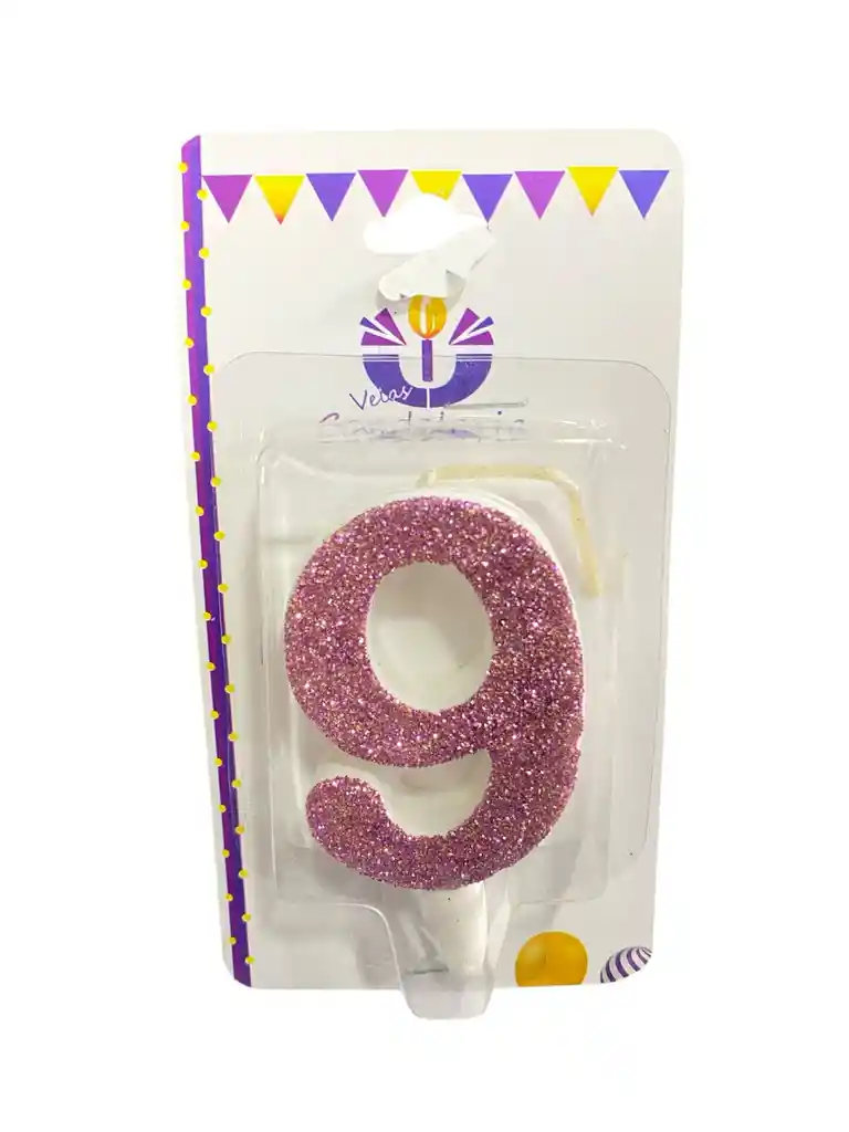 Vela Escarchada Numero 9 Oro Rosa