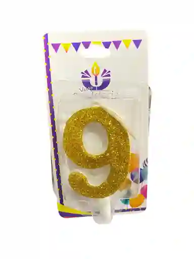 Vela Escarchada Numero 9 Dorada